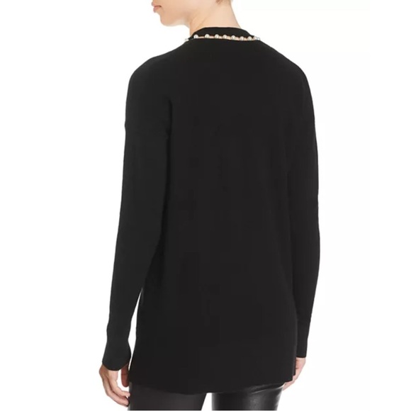 C By Bloomingdale's Black Pearl Embellished Open Front Cashmere Cardigan Small - Picture 3 of 14
